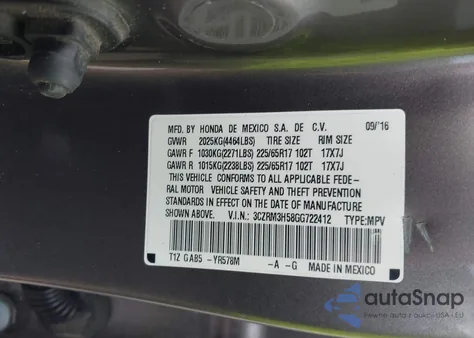 2016 Honda Cr-V Ex z USA, uszkodzony, nr VIN 3CZRM3H58GG722412